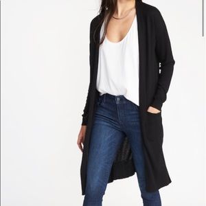Black longline cardigan